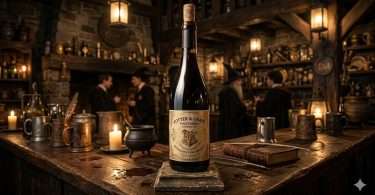Wine marketing e Potter marketing, bottiglia di vino pinot nero all'interno del Paiolo Magico
